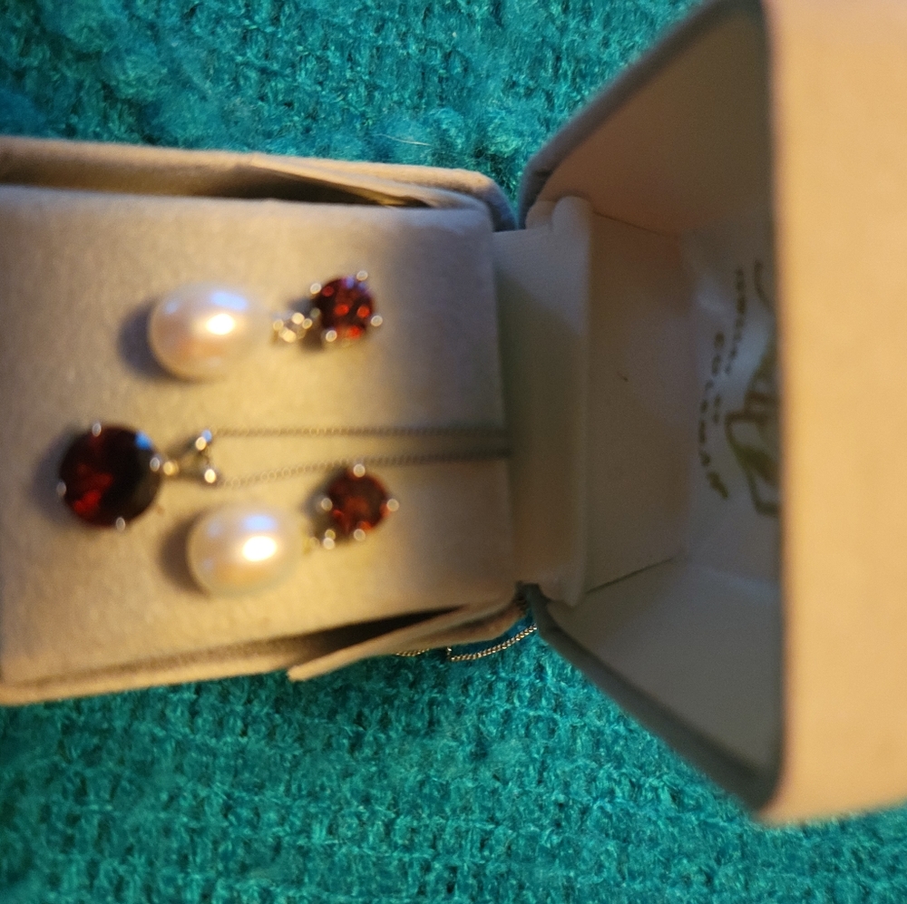 Garnet Earrings and Necklace set
